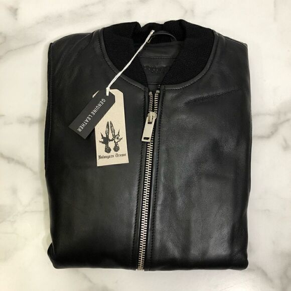 Bolongaro Trevor TALL Haden Leather Bomber Black Jacket Coat - Picture 6 of 10